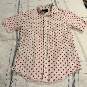 Banana Republic (Outlet) White and Red Lobster Print Linen Shirt